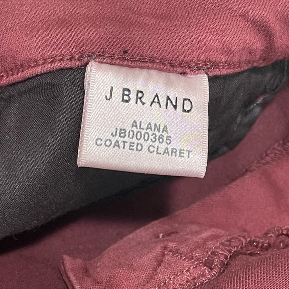 J Brand Alana Coated Claret Maroon Raw Hem Zipper Skinny Pants Womens Size 26 - Picture 11 of 15